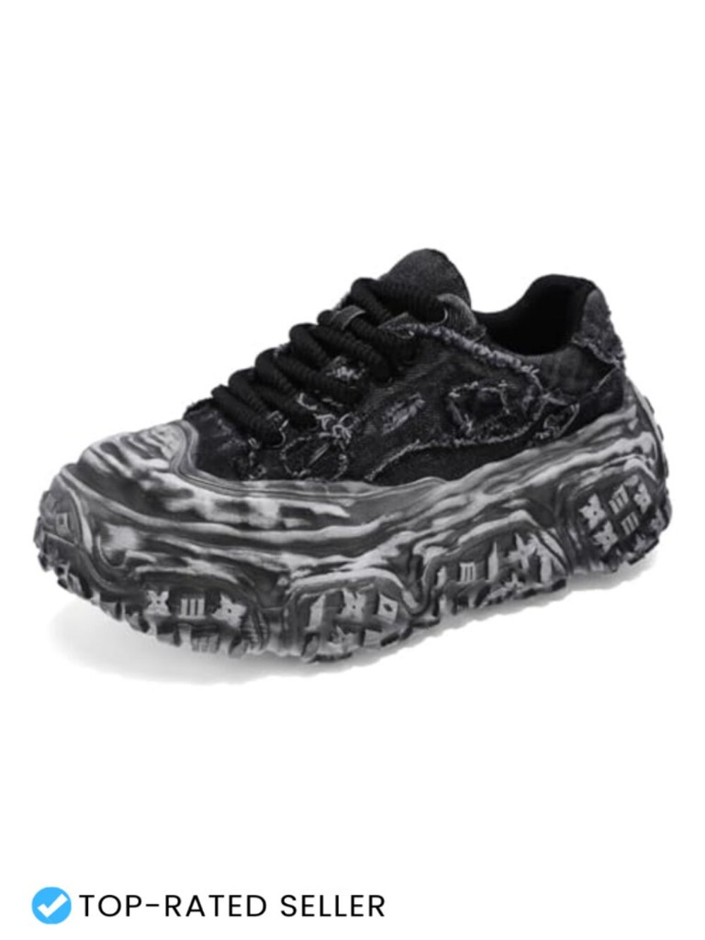Mens Chunky Platform Fashion Sneakers Canvas Shoes Trendy for Casual Walking